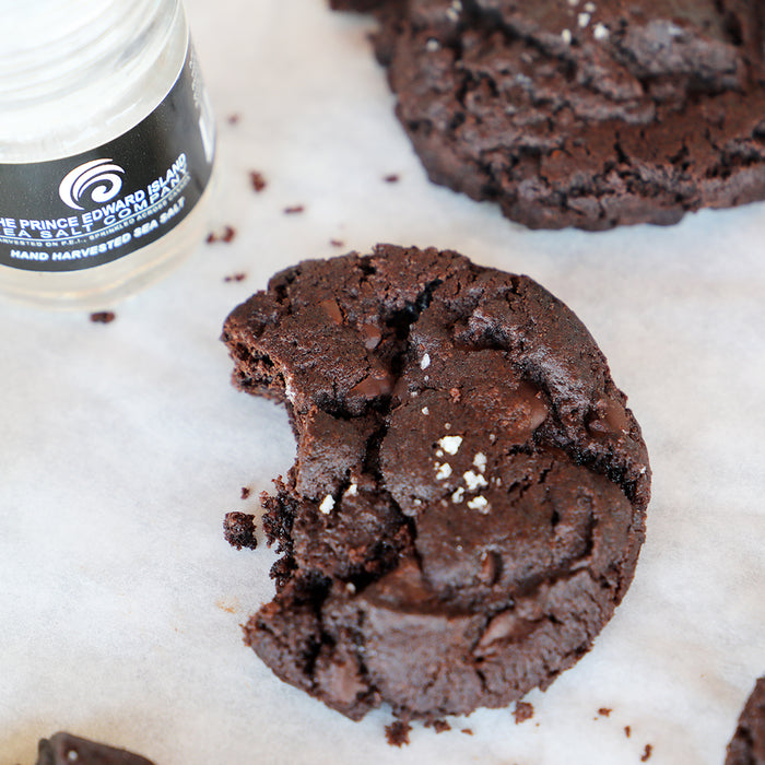 Double Chocolate Chip Cookies with Coffee Infusion Sea Salt