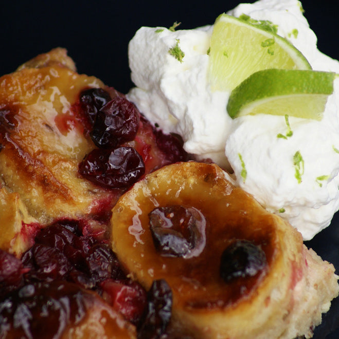 Cranberry Lime Curd Bread Pudding