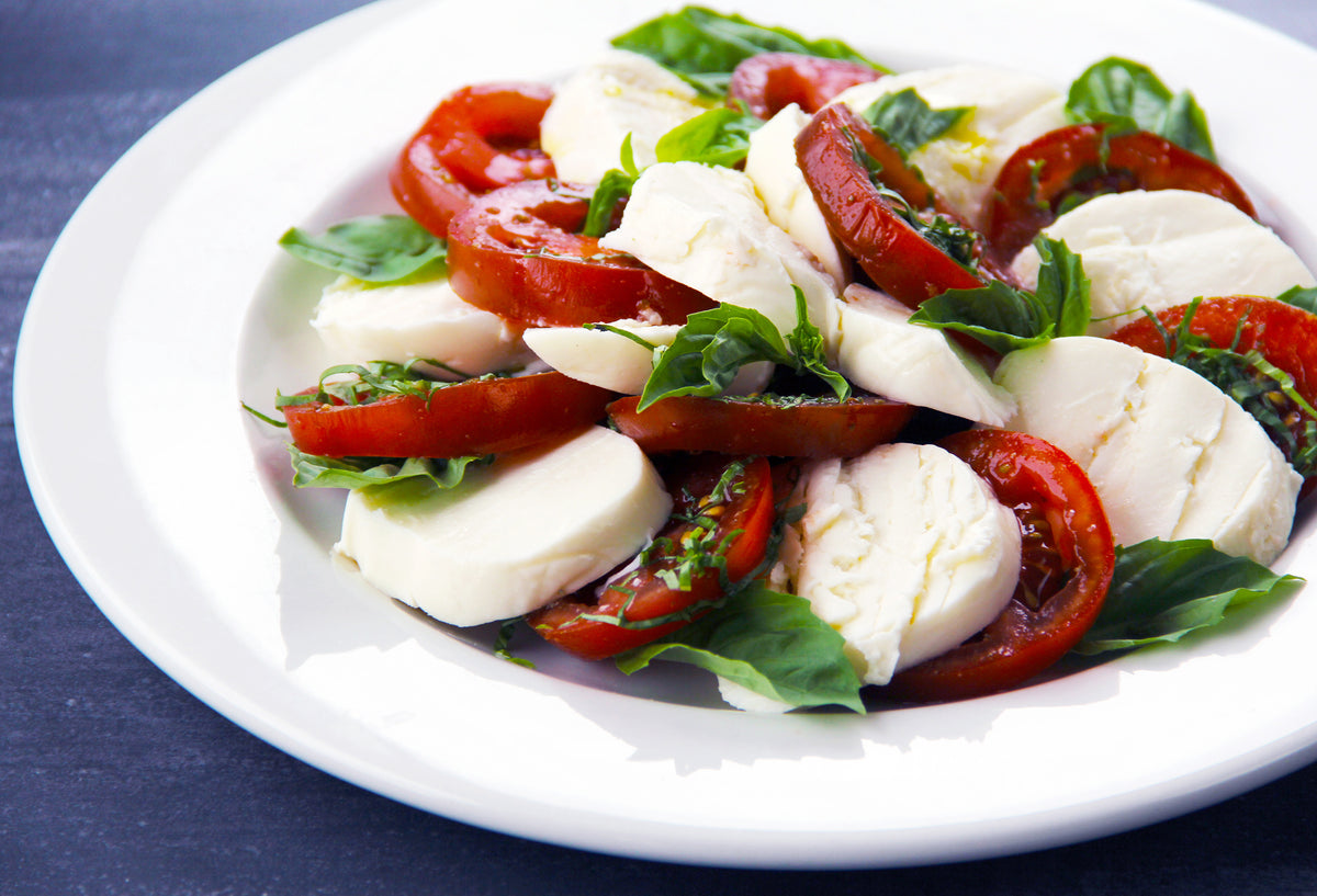 Fresh Mozzarella, Kumato & Garlic Scape Salad