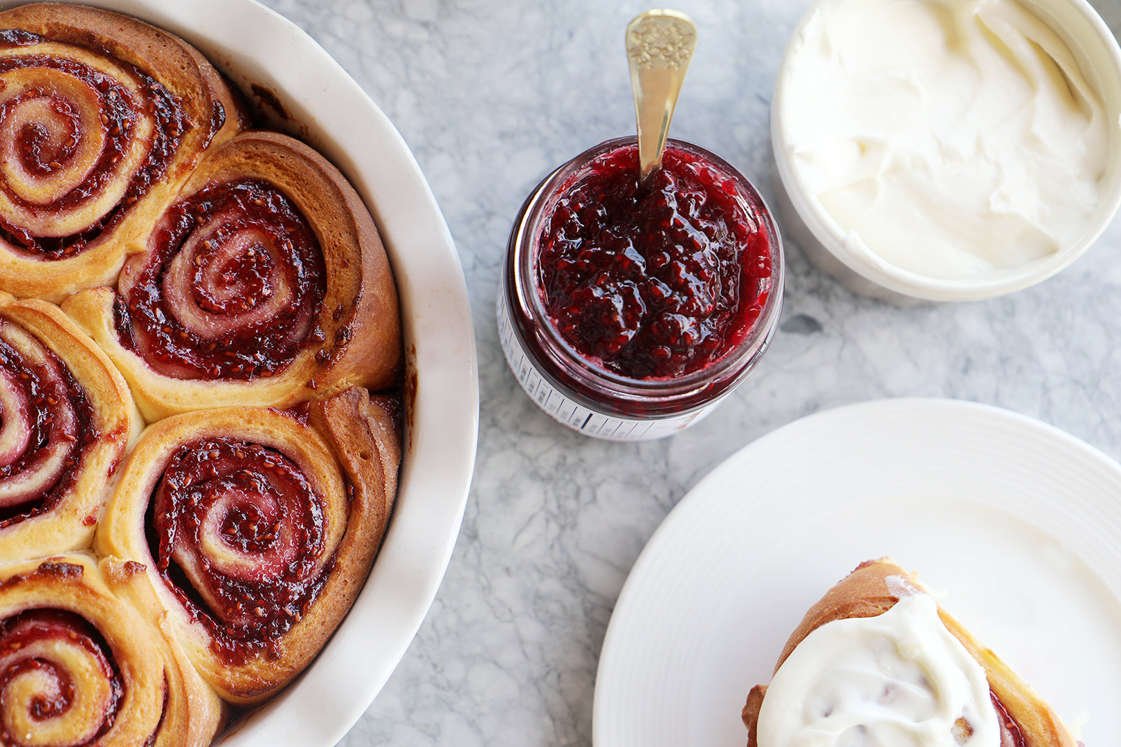 Preserve Company Raspberry Rolls with Cream Cheese Frosting