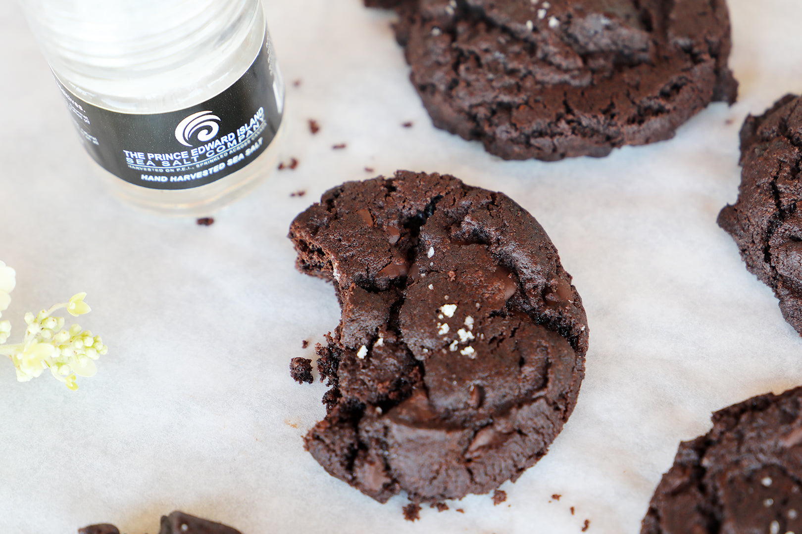 Double Chocolate Chip Cookies with Coffee Infusion Sea Salt