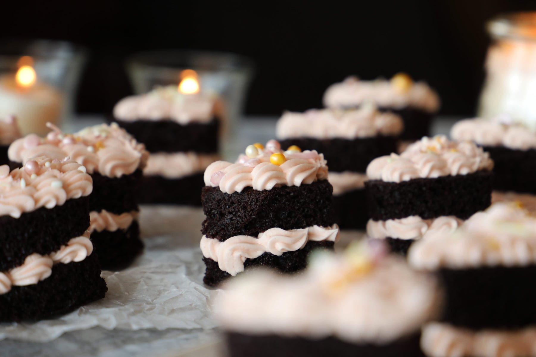 Chocolate Heart Cakes with Almond Marzipan Frosting