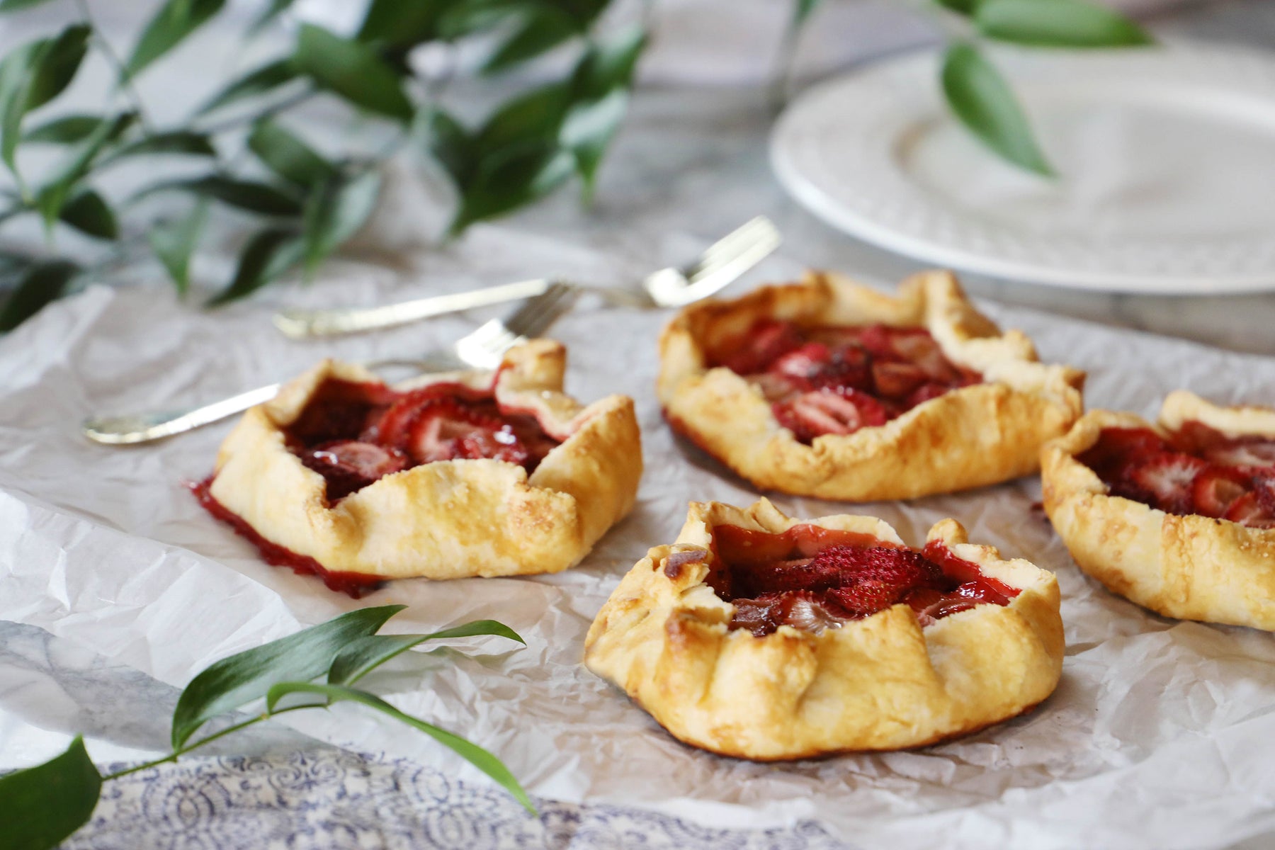 Strawberry Galettes with Peppermint Tea Syrup