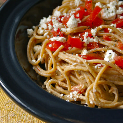 Pasta with Olive Tapenade, Feta & Tomatoes