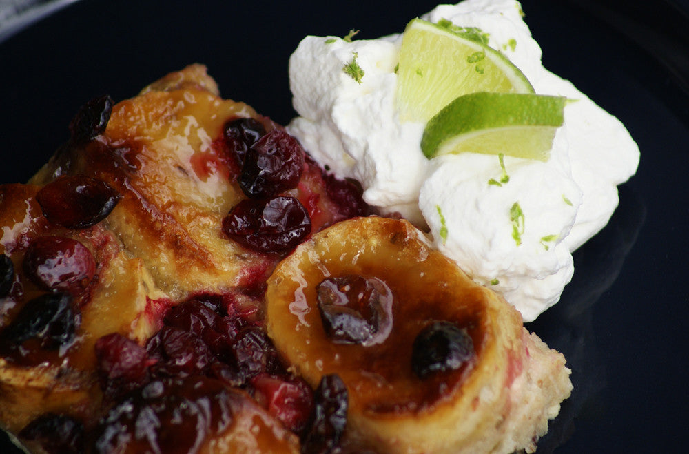 Cranberry Lime Curd Bread Pudding