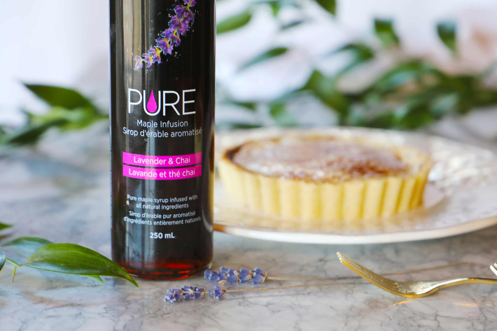 Crème Brulee Custard tarts with Lavender and Chai syrup