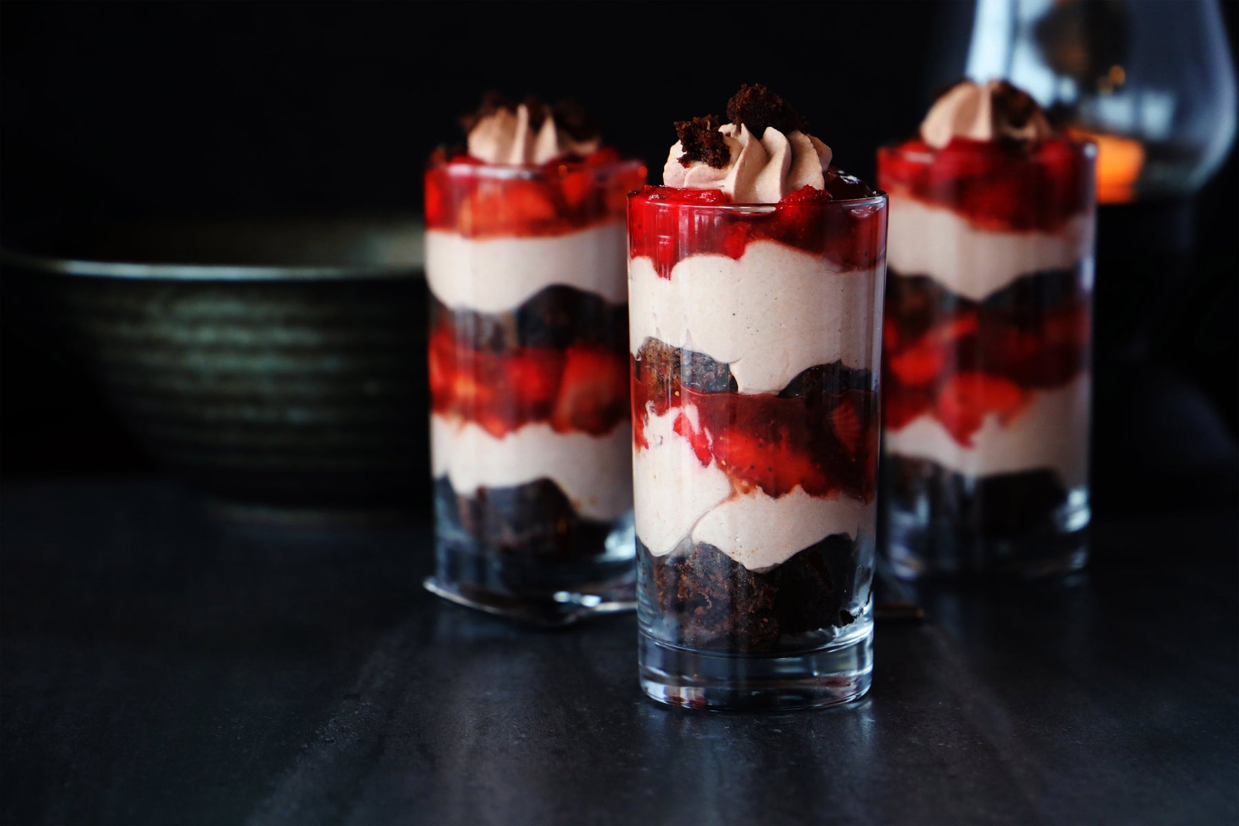 Strawberry Brownie Trifles