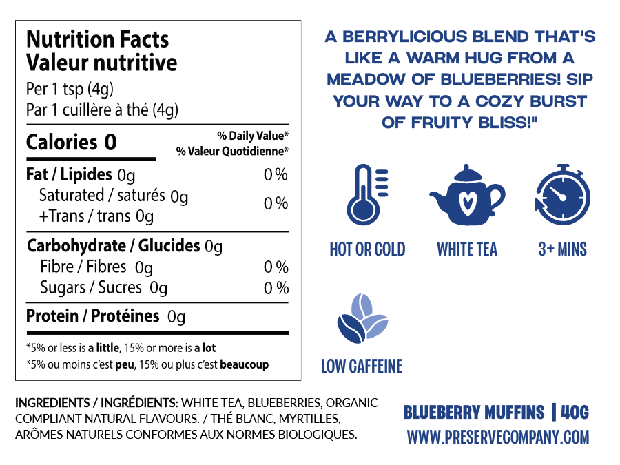 White Tea, Blueberry Muffins, 40g