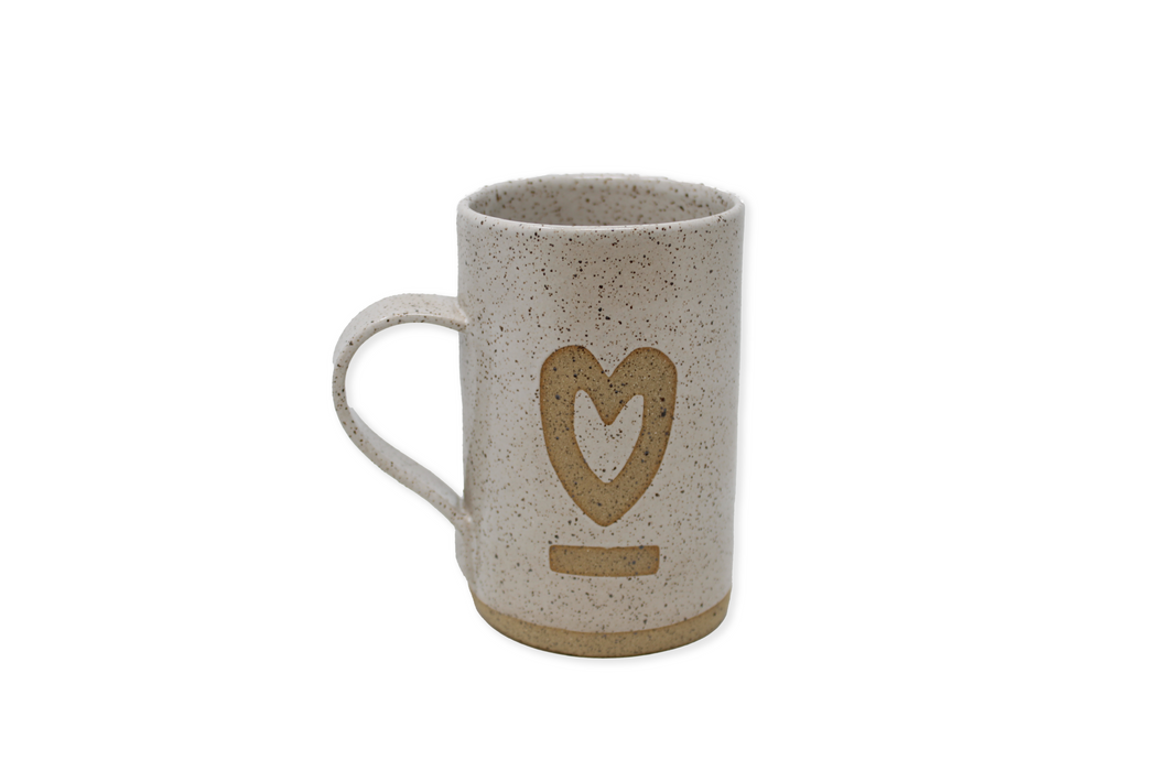 PEI Pottery Mug, White Heart