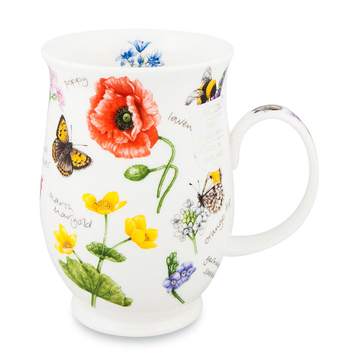 Handcrafted Fine Bone China Dunoon mug, Suffolk, Wayside Poppy