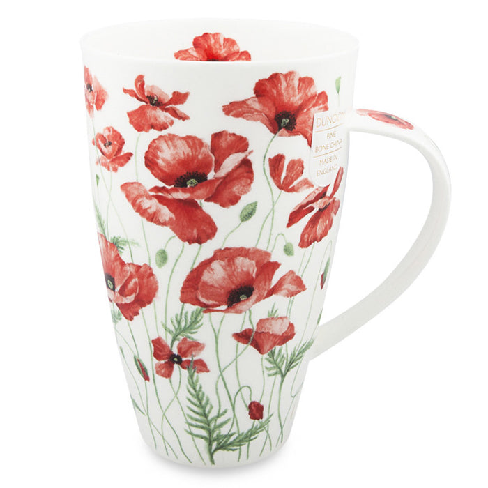 Handcrafted Fine Bone China Dunoon Mug, Henley, Poppies Red 