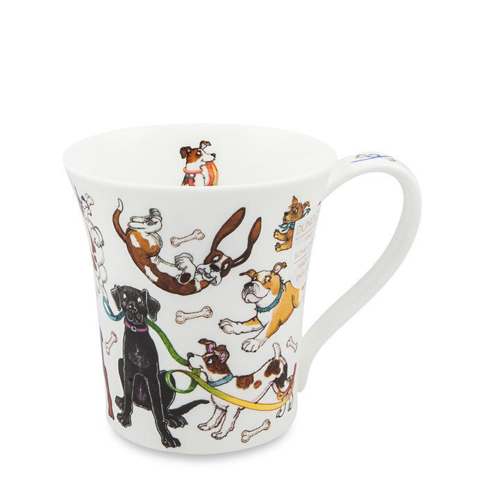 Handcrafted Fine Bone China Dunoon Mug, Jura, Dogs Galore 