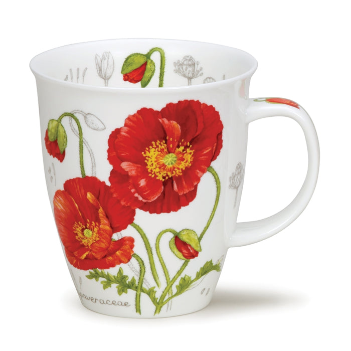 Dunoon Mug, Nevis, Botanical Sketch Poppy 