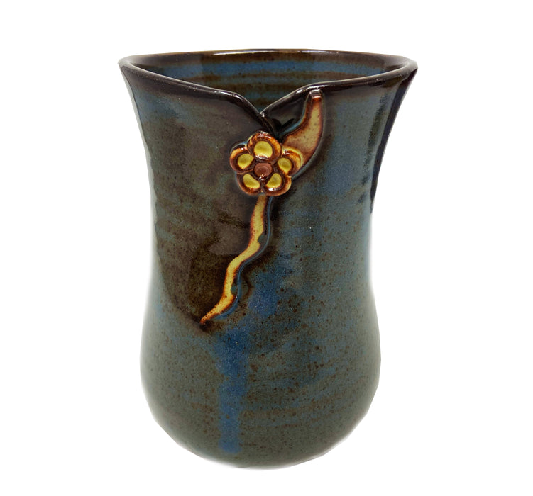 Blue Flower Pottery Mug by Liza MacDonald.