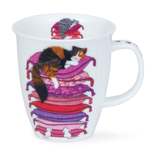 Dunoon Mug, Nevis, Sleepy Cats Pink 